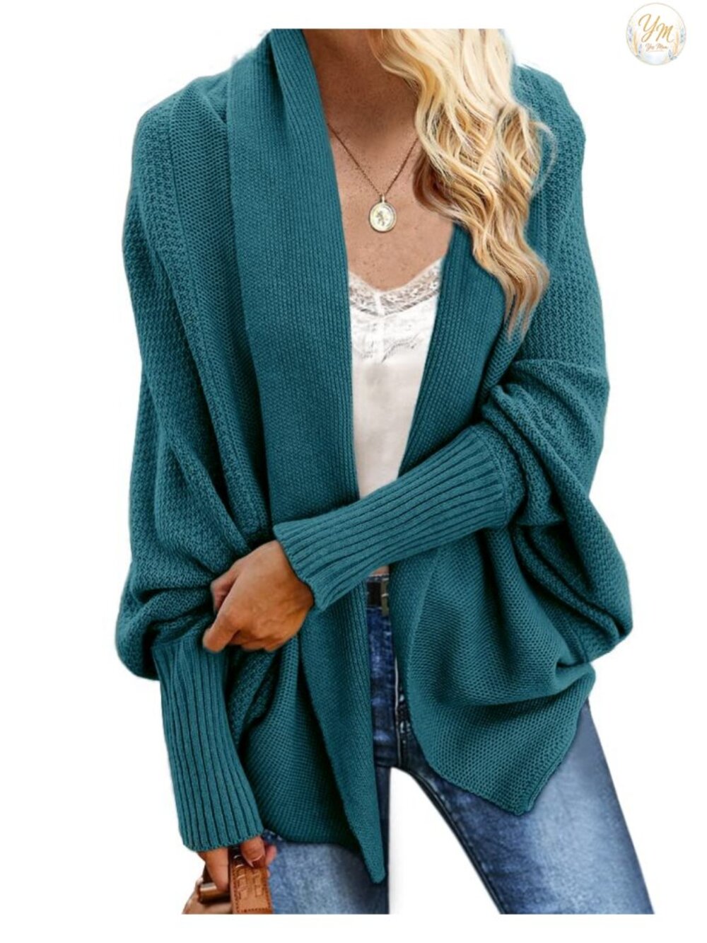 Kimono Batwing Cable Knit Slouchy Oversized Wrap Cardigan Sweater